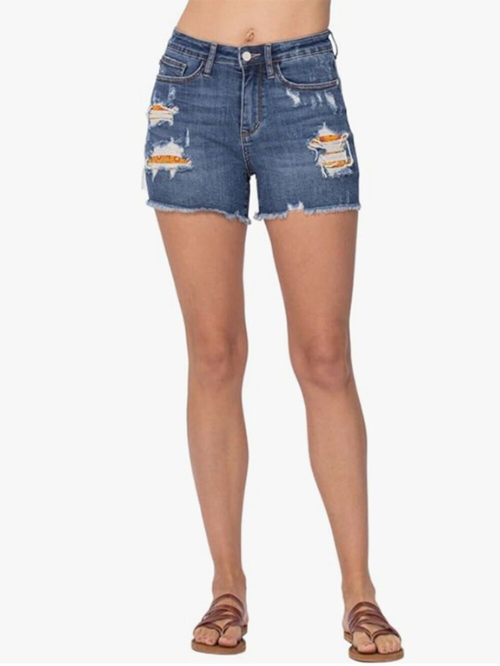 Judy Blue High-Rise Printed Pocket Lining Fray Hem Shorts